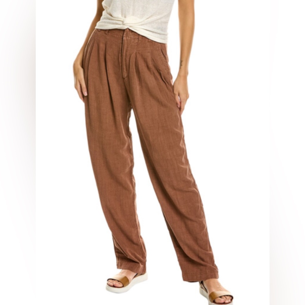 EUC Free People Pleated Calla Trousers Linen Blend High Waist Baggy Loose Slacks